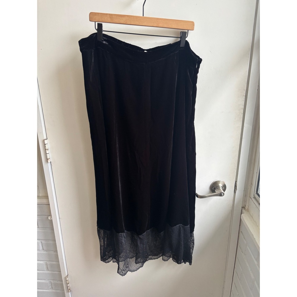 Sundance Velvet Silk Blend Lace Trim Skirt XXL boho goth minimalist holiday